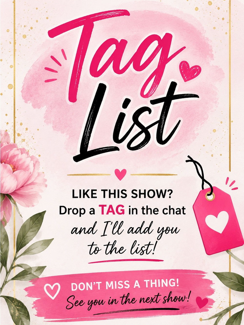 Pink Tag List Graphic Print